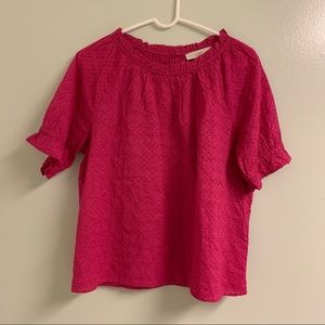 Pink Eyelet Peasant Smocked Blouse